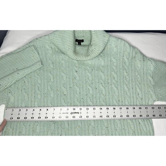Talbots Sweater Womens XL Green Cable Knit Cowl Turtleneck Cotton Blend Casual - Picture 4 of 9